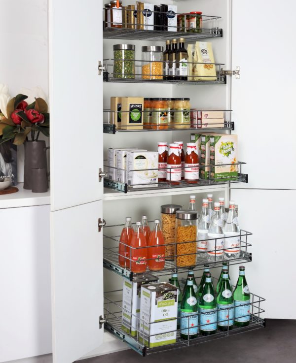 Pull Out Pantry Stainless Steel Wire - 6 x Drawers